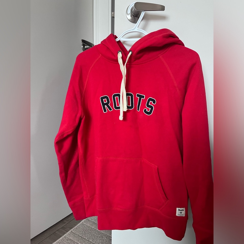 Roots Bright Red Hoodie with Cream Drawstrings
